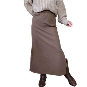 Maxi skirt Brown color Boho Western Drapes nicely Stretch VERANESI
